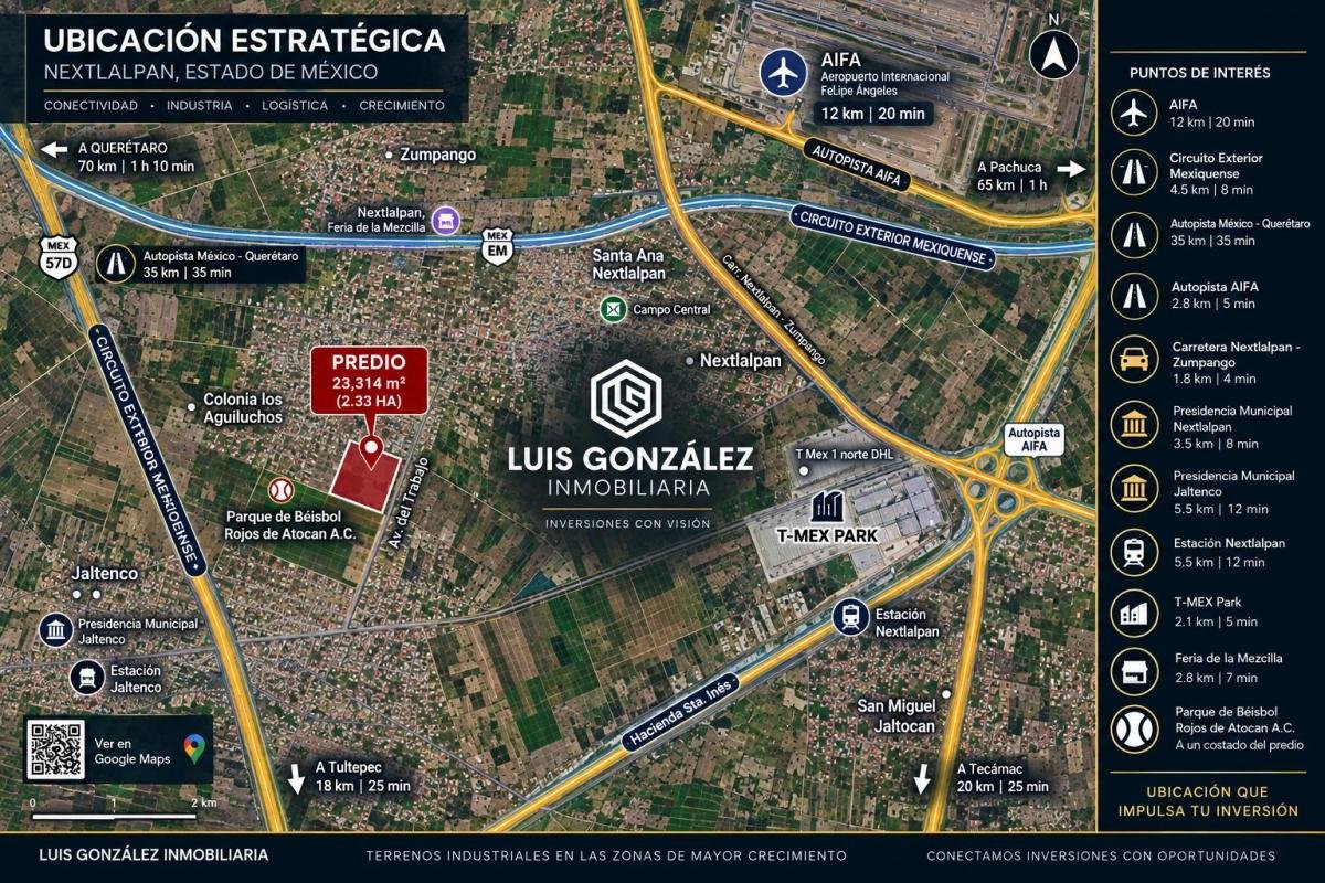 Terreno Industrial de 23,314 m² en Venta en Nextlalpan, Cerca de T – Mex Park y Aifa